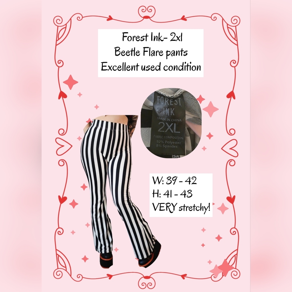 Forest Ink Black and White Striped Flare Pants